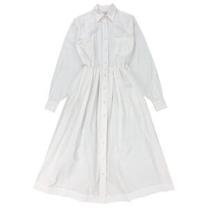 RHODE Resort Old Money Long Sleeve Pleated Button Down Midi Shirt Dress XS White